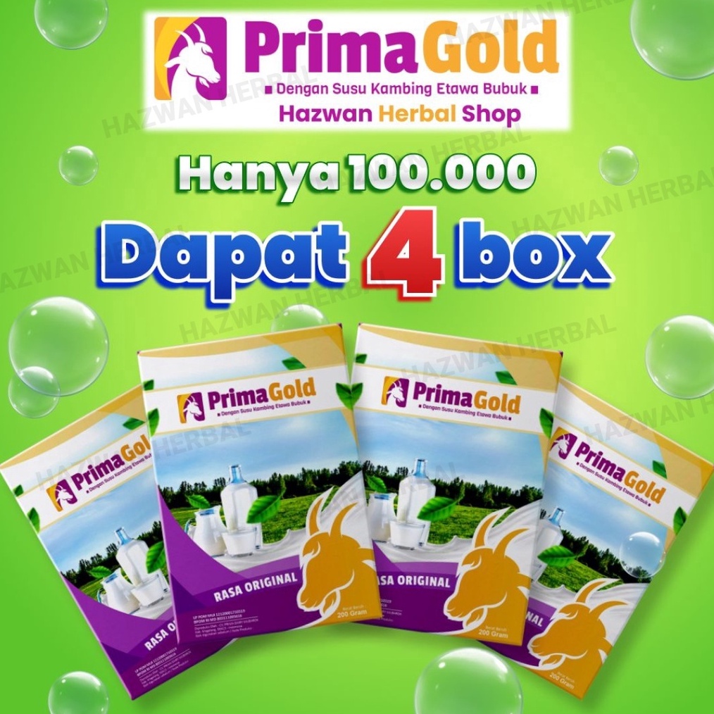 

12.12 SALE Prima Gold dan Golden Goat Susu Kambing Etawa Asli, Harga Murah dan Berkualitas, isi 4 x 200gram Susu Etawa Bubuk Bantu Kuatkan Tulang, atasi nyeri sendi, nyeri lutut, tulang keropos dan cegah syaraf kejepit. Bagus untuk kesehatan paru-paru dan