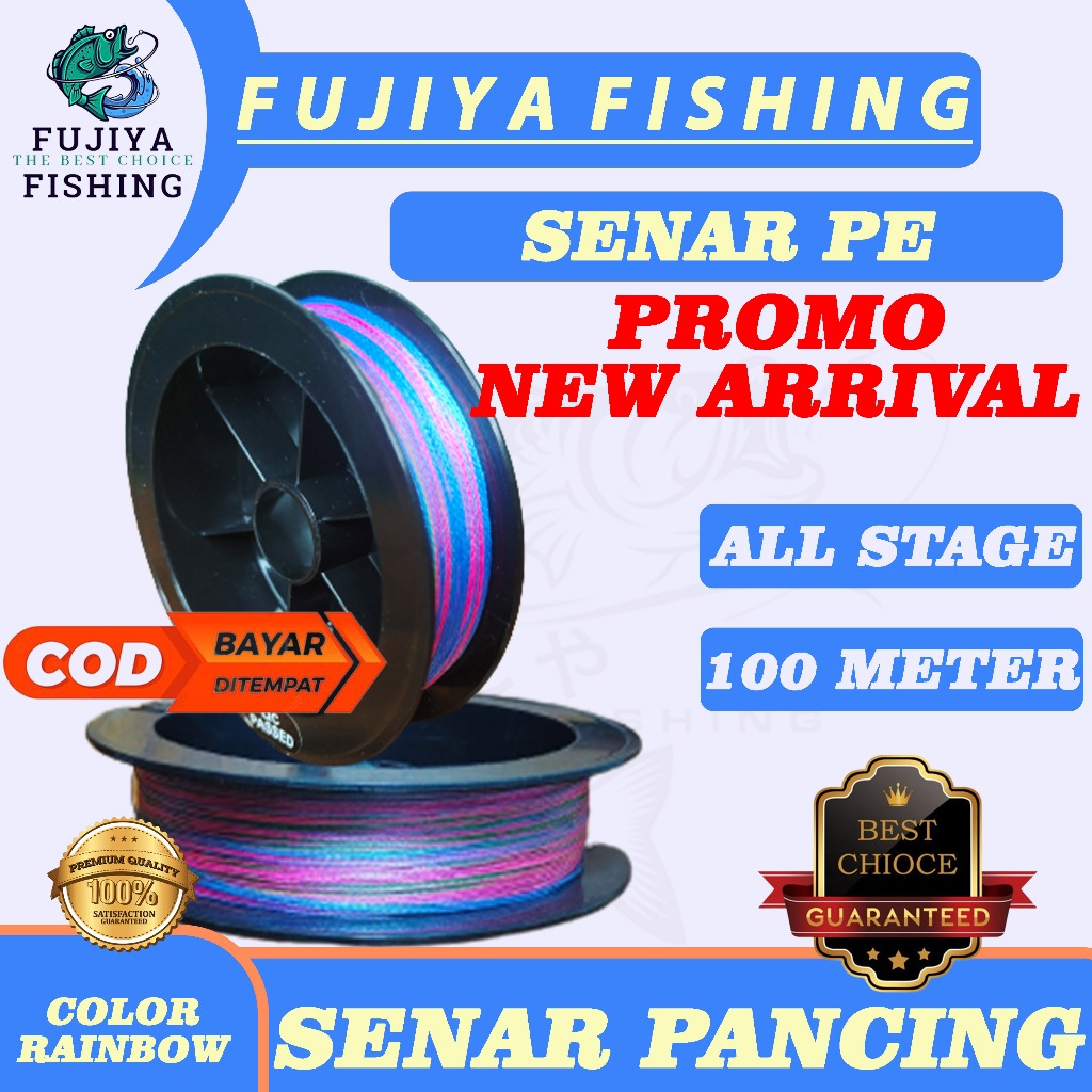 Fujiya Senar PE Tali Pancing 100m  5-LKYDT Senar Pancing PE 0.6/ 1/ 1.5/ 2 Sensor Rainbow Jepang PE 