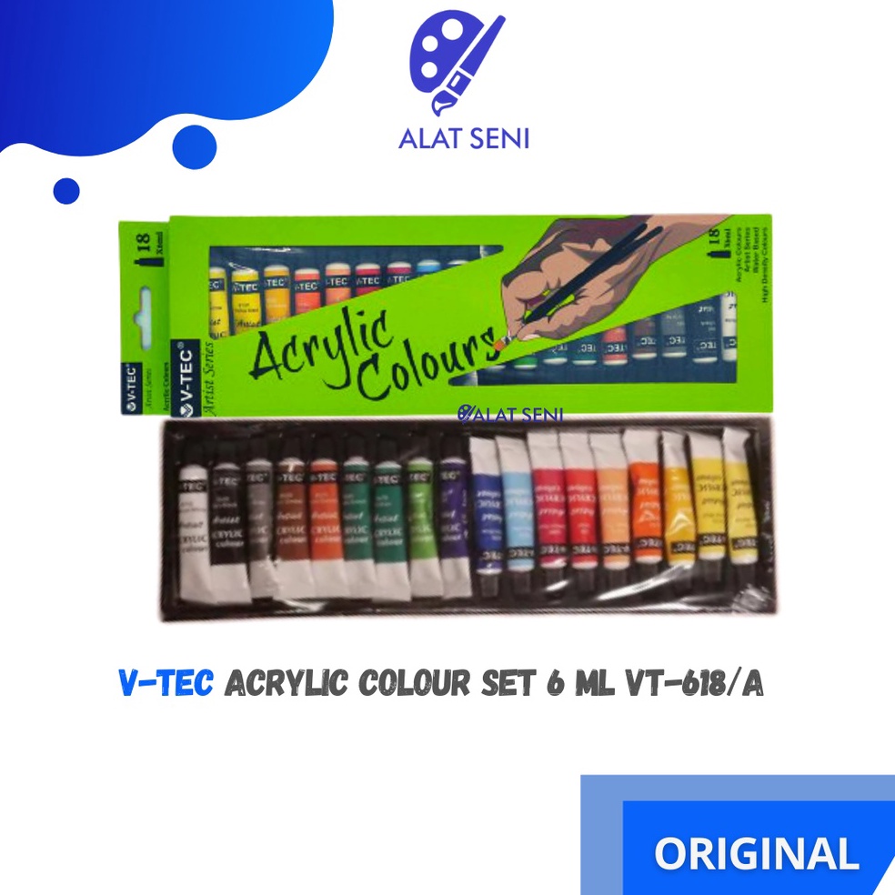 

[☀H90➢] Cat Akrilik / V-TEC ACRYLIC COLOURS 6 ML SET 18 / V-TEC CAT AKRILIK 18 WARNA / PAKET CAT AKRILIK [26]