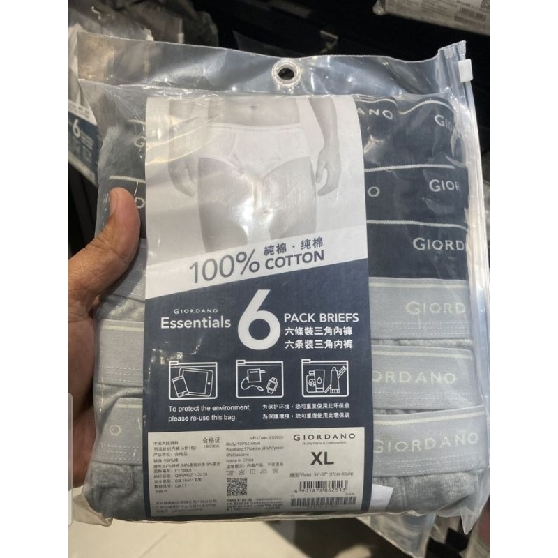 celana dalam pria isi 6 giordano XL