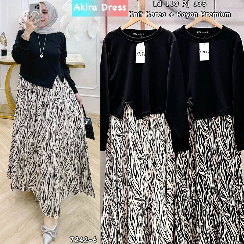 COD // AKIRA DRESS KNIT RAYON VIRAL TERBARU ORIGINAL ZARA TERMURAH KEKINIAN GAMIS REAL PICT TAG ZARA