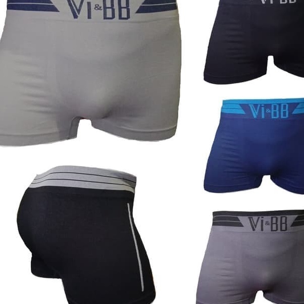 Harga Heboh 3 Pcs - Boxer Vi & BB Rajut Pria Dewasa | Celana Dalam CD Seamless Spandex Tanpa Jahitan
