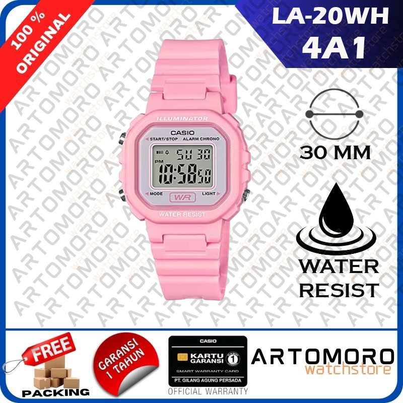 Casio Original LA20WH-4A1/ LA-20WH 4A1 Warna Pink Cantik Jam Tangan Wanita Digital Karet