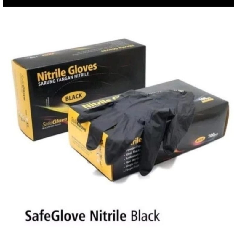 sarung tangan nitril hitam/handscoon nitril safeglove