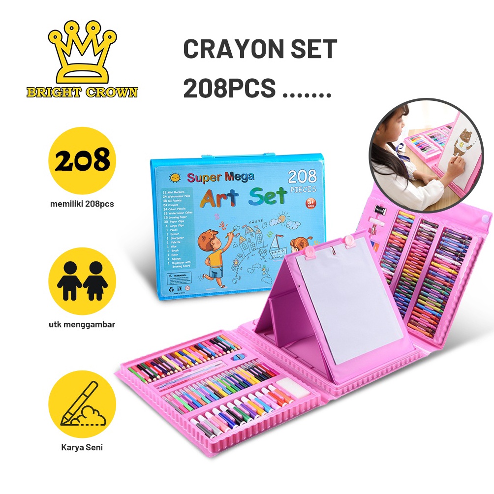 

[℠X93/] Bright Crown Pensil Warna Crayon Set Isi 208pcs & 150pcs / Crayon set Macam Warna Cocok Menggambar Mewarnai [298]