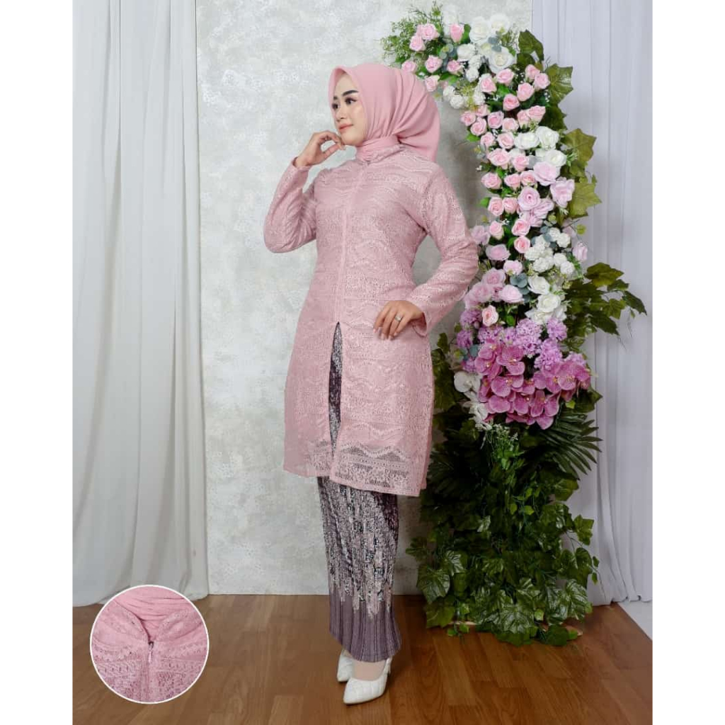 Baju kebaya tunik brukat warna Rosegold kebaya tunik baju kebaya warna Rosegold