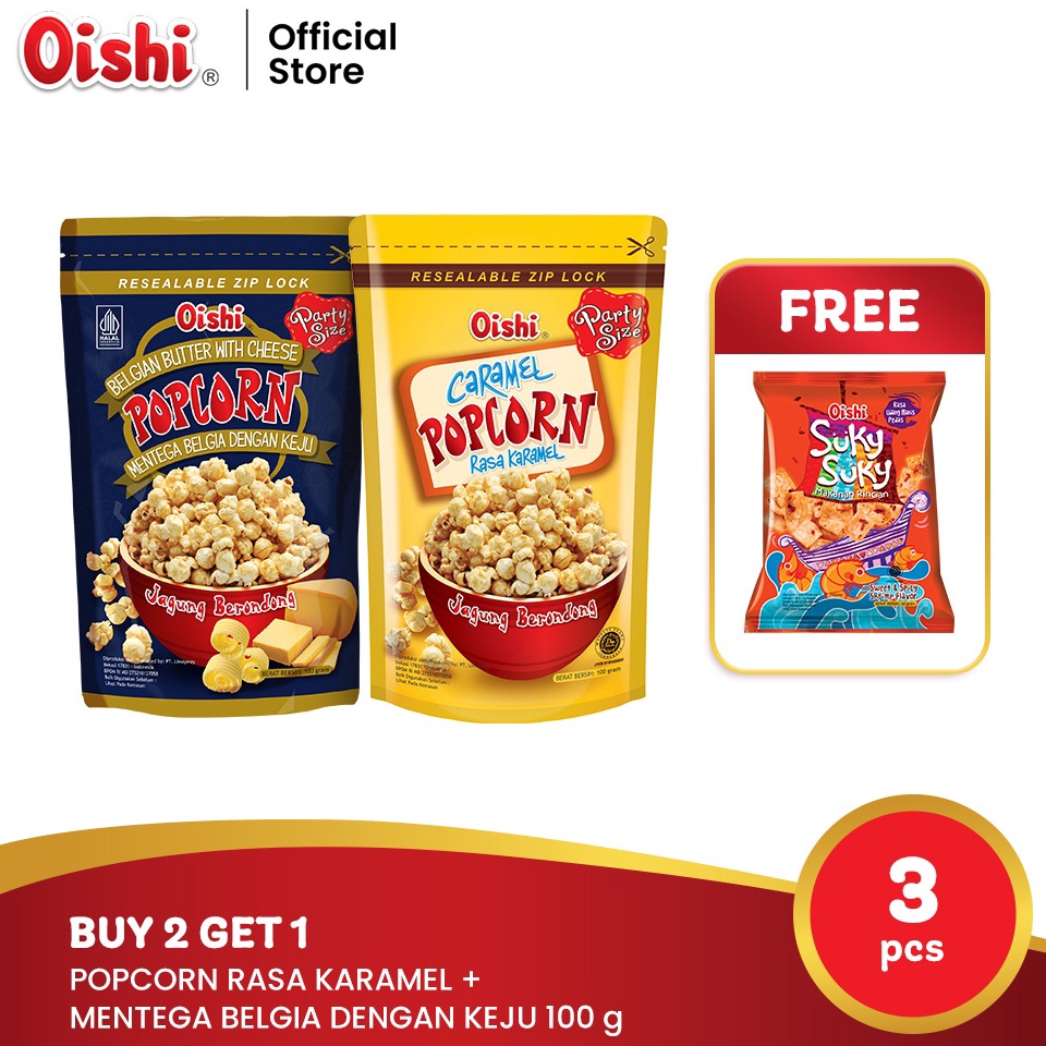 

D!skon [Buy 2 Get 1] Popcorn Karamel + Mentega Belgia Keju Suky Suky Discount Today