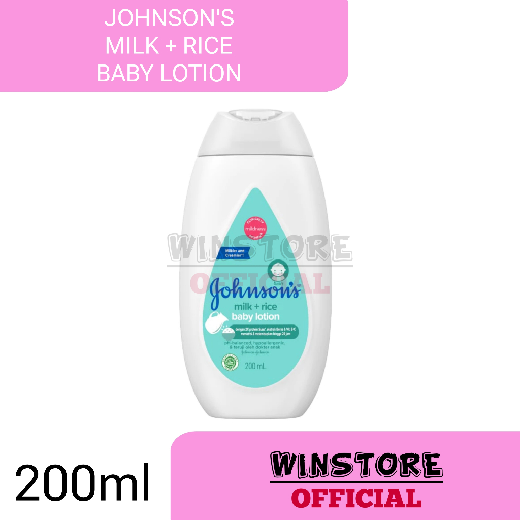 JOHNSON MILK + RICE BABY LOTION 200ml Hand & Body Lotion Bayi 100% ORIGINAL PRODUCT