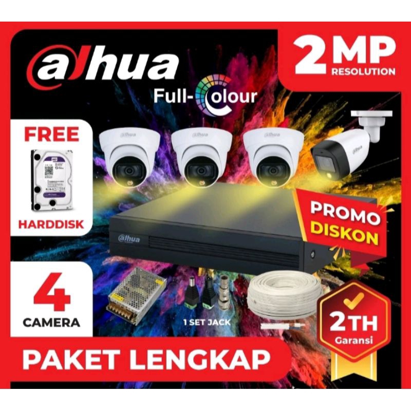 PAKET CCTV 2MP DAHUA FULL COLOUR 4 KAMERA.