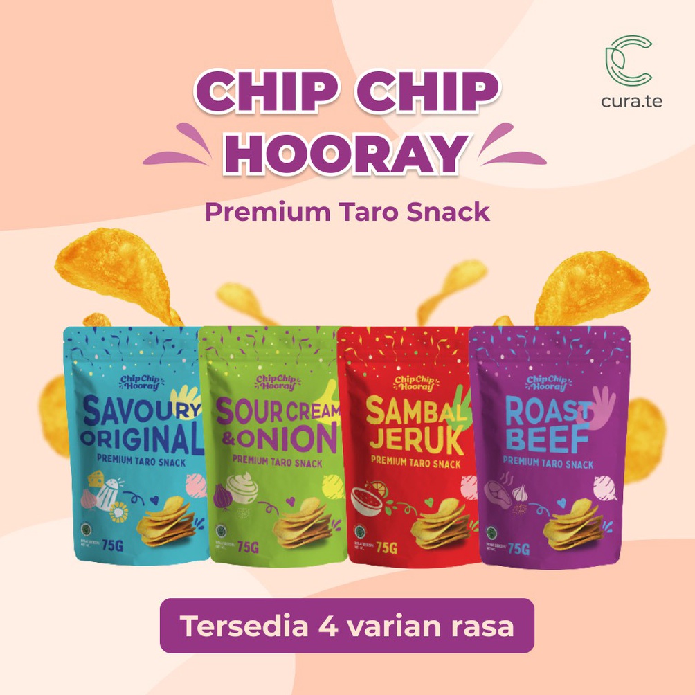 

[7DE] CHIP CHIP HOORAY KERIPIK TALAS PREMIUM | TARO SNACK CEMILAN MAKANAN DIET KRIPIK 65