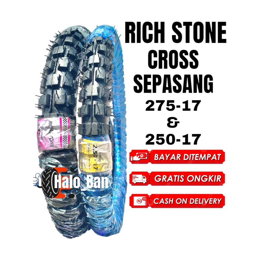 SEPASANG BAN MOTOR CROSS 275-17 DAN 250-17 BAN MOTOR CROSS RING 17