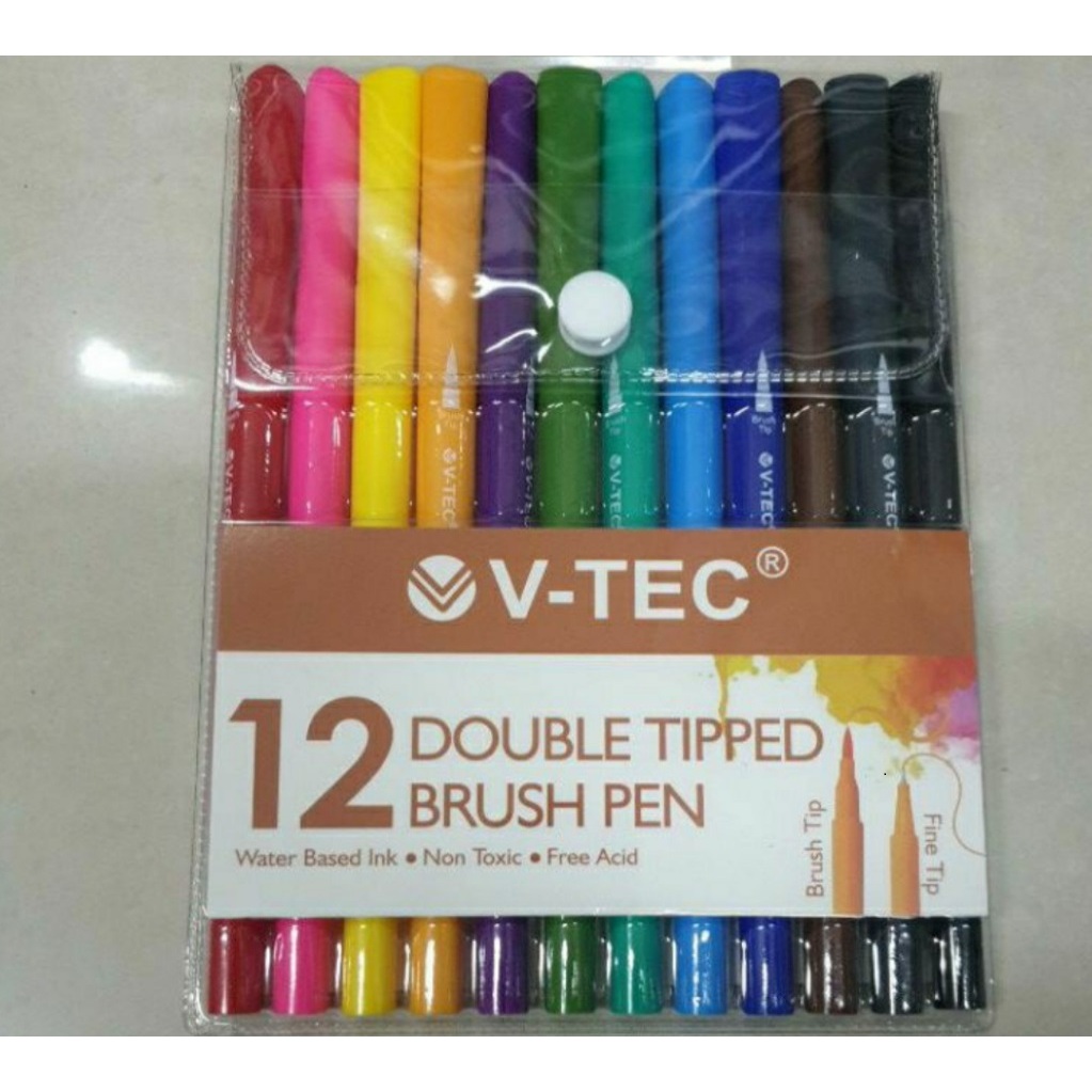 

Color Brush Pen double tip Set (12-warna) v-tec