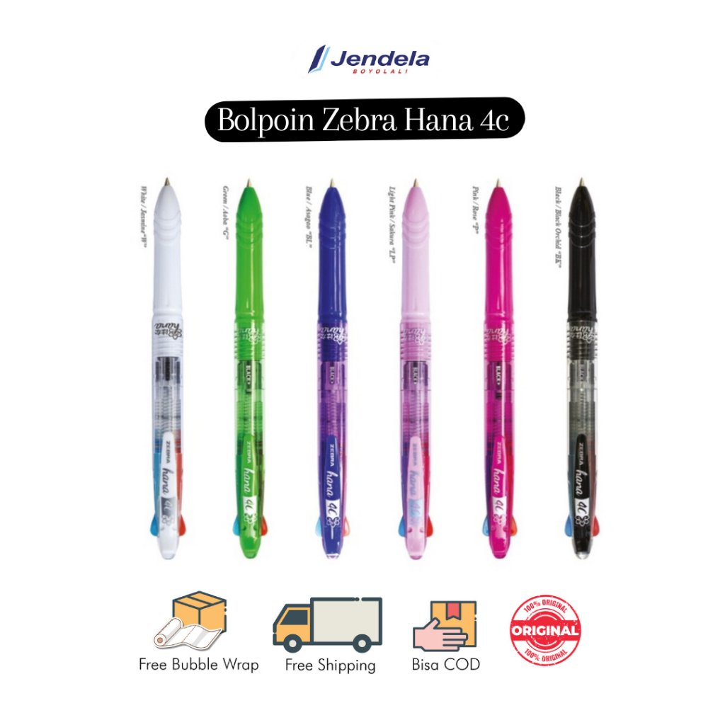 

Bolpoin Zebra Hana 4C Zebra 4W Solid All Warna