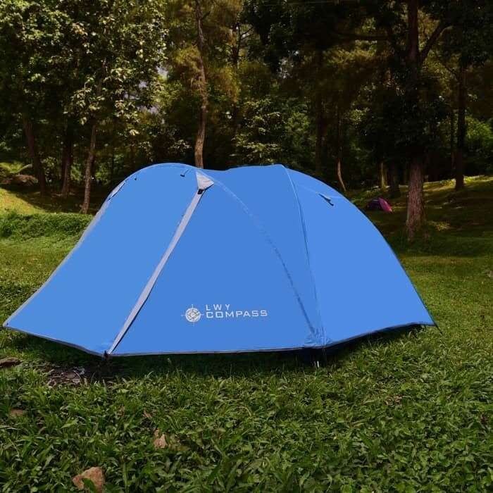 Tenda compass fiber LWY 4 -5 orang outdoor camping tent double layer anti air hujan badai dome non a