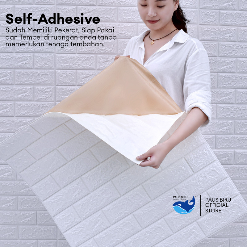 Paus Biru - Wallpaper Dinding Foam Timbul 3D Bata Classic Brick 70 x 77 cm / Wallpaper Bata 3D