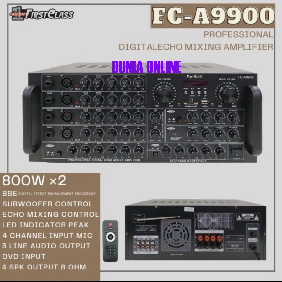 AMPLI DIGITAL ECHO MIXING AMPLIFIER FIRSTCLASS FC A9900 FC-A9900 FCA9900