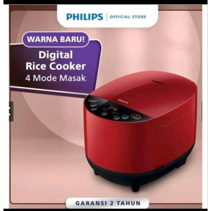 (NEW)Philips HD4515/29 – Rice Cooker 1.8 Liter 5 Menu Merah “