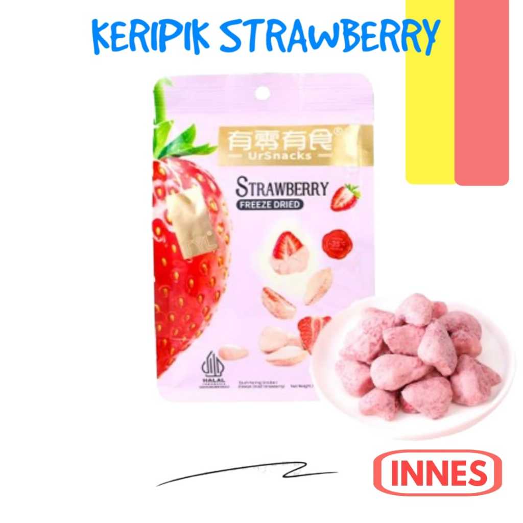 

Kripik Stoberi Halal / Keripik Buah Stroberi/ Ursnacks Dried Fruit Strawberry