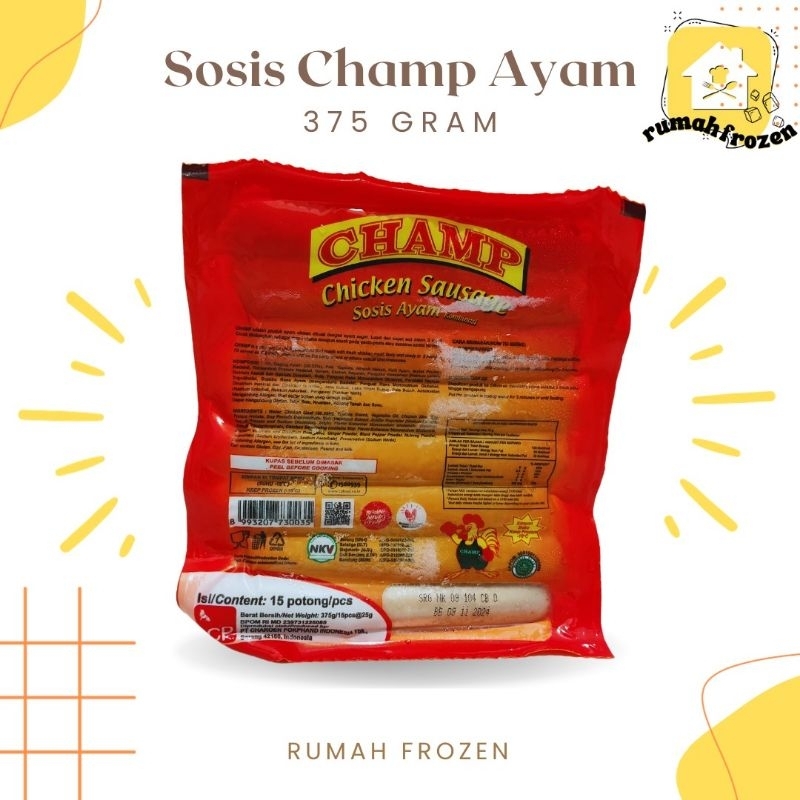 

Sosis Ayam Champ 375gr (isi 15pcs)