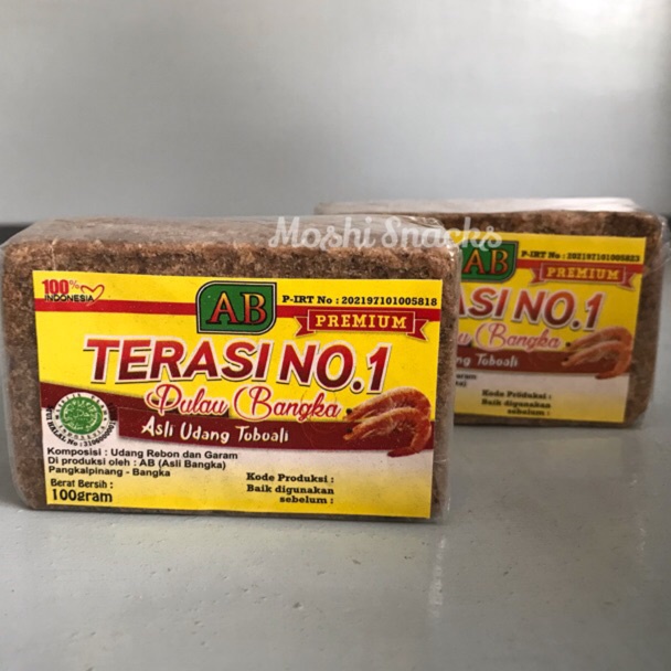 

48 Terasi Bangka No 1 Cap AB Premium Asli Udang Toboali 100gr / Moshi Snacks 46