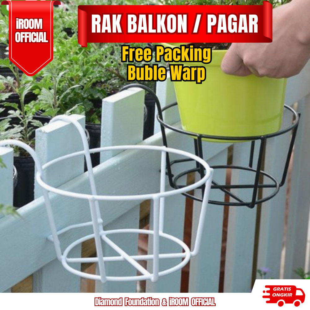 Rak Balkon Dudukan Pot Bunga Minimalis  Standing Pot Bunga Besi Aesthetic Rak Tempat Pot Vas Bunga B