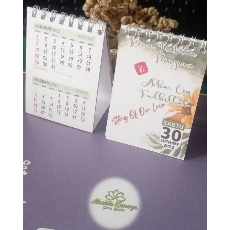 

Souvenir Kalender Mini bisa Custom desain Pernikahan / Khitan / Olshop/Ultah