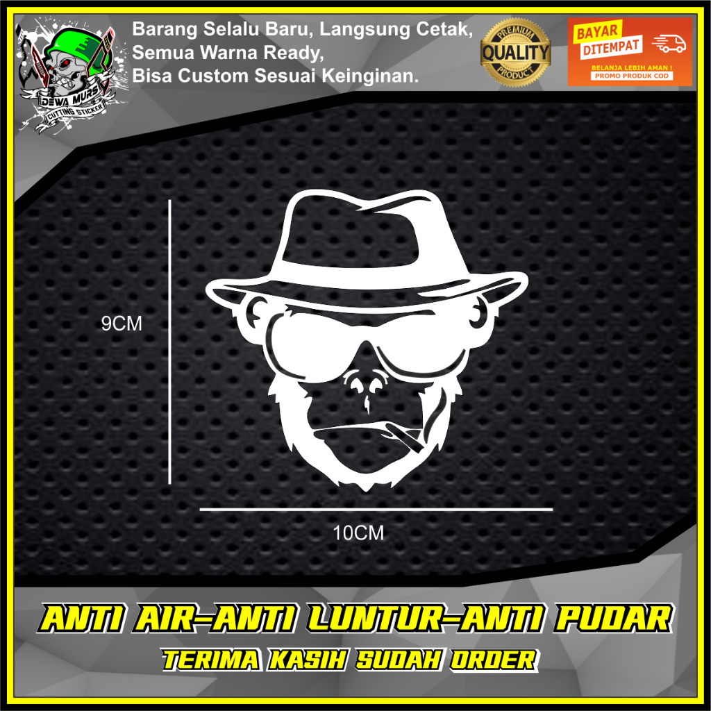 Cutting Sticker KEPALA MONYET KEREN+ROKOK AN Cocok Buat Mobil & Mobil