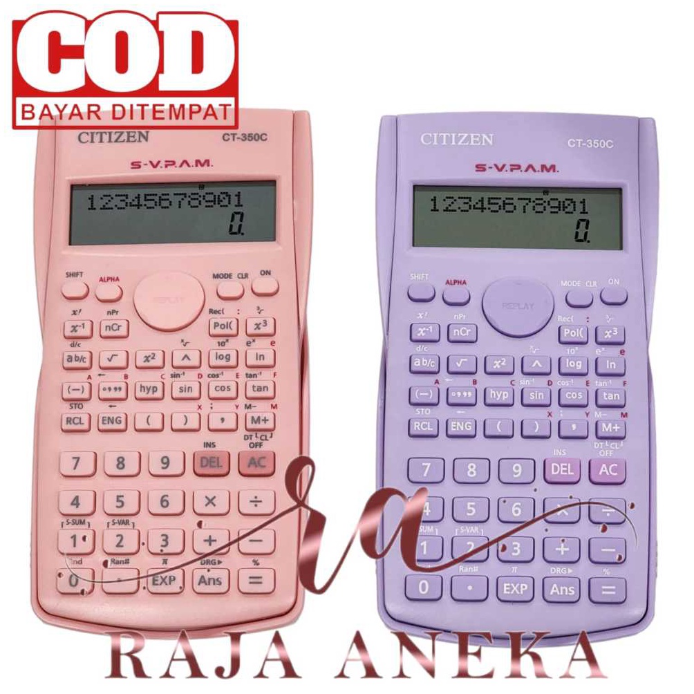 

YYW Calculator Scientific CITIZEN CT-350C pink ungu pastel lilac Kalkulator anak sekolah trigonometri sin cos tan ct 350 c Warna Cantik Menarik ➞Murah