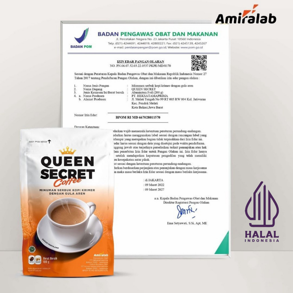 AMIRALAB Queen Secret Coffee Travelpack Minuman Kopi Obat Lancar Haid Menstruasi Telat Terlambat Siklus Bulan Melancarkan Alami Ampuh Untuk Busui KB Kesehatan Wanita 40gr-5