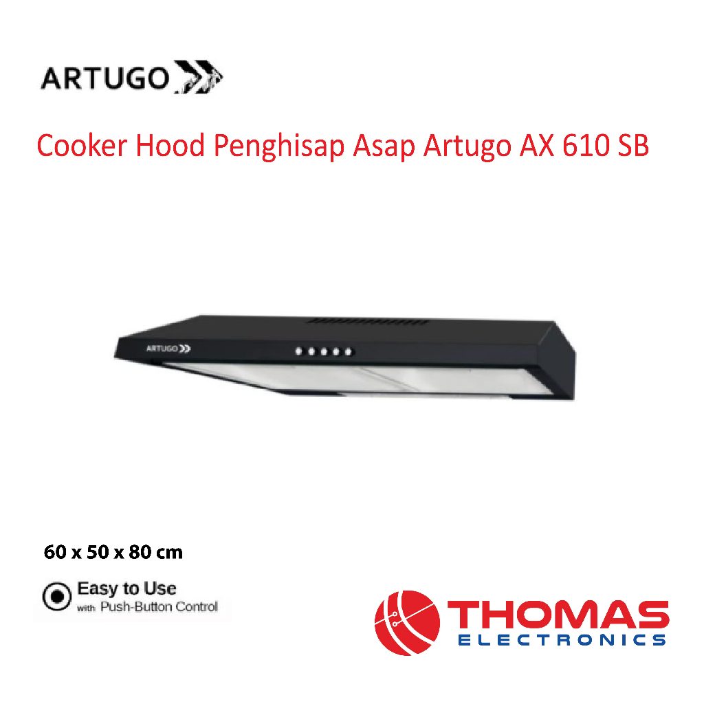 Cooker Hood Penghisap Asap Artugo AX610SB AX 610 SB Garansi Resmi