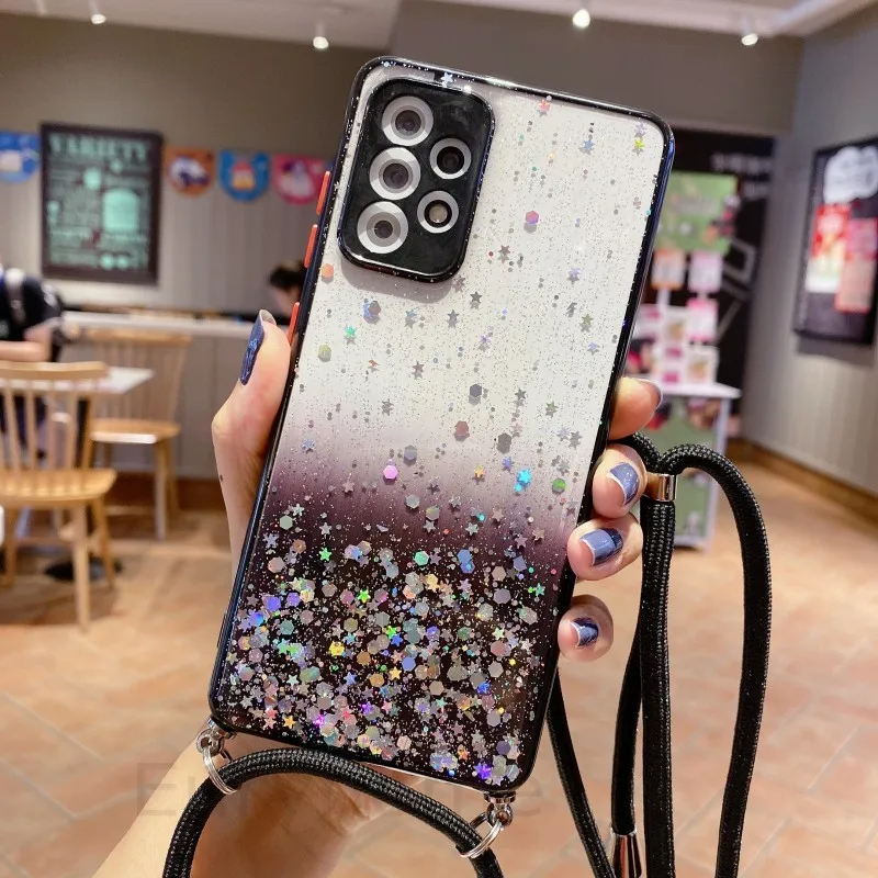 CASING VIVO V15 Y12 Y15 Y17 Y91 Y93 Y95 Y19 Y50 Y30 V19 SOFT CASE CLEAR GLITTER LANYARD