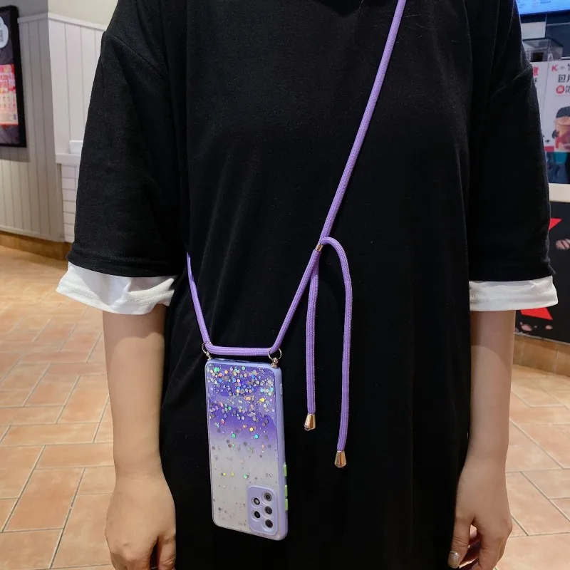 CASING REDMI NOTE 7 NOTE 8 NOTE 8 PRO CASE SOFT GLITTER LANYARD CLEAR PHONE