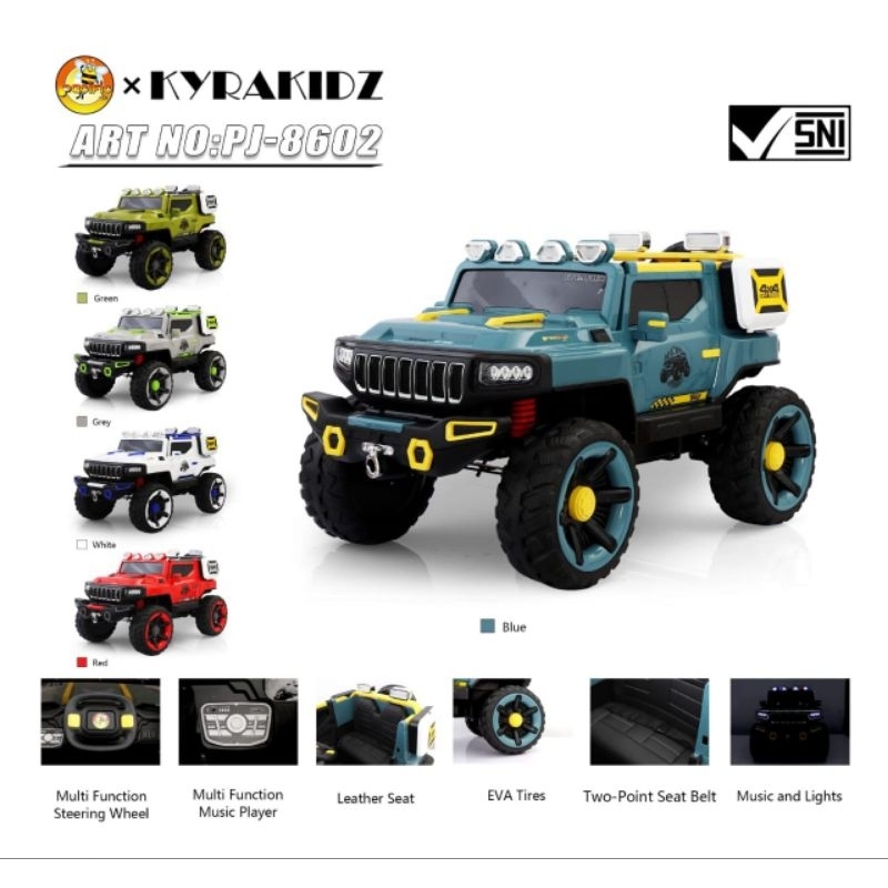 PROMO (FREE  KARPET) MAINAN MOBIL AKI ANAK JEEP  KYRAKIDZ PJ8602 PJ-8602 PJ8605 PJ-8605 PJ8606 PJ-86