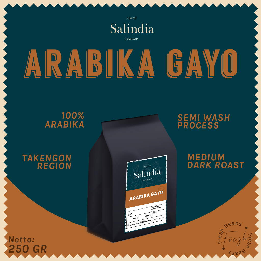 

kopi Arabika Aceh Gayo 250 Gram - Bubuk Kopi Arabica Coffee Salindia Coffee