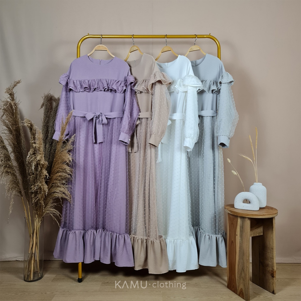 KAMU Clothing Esme Dress - Gamis Premium Wudhu Friendly Katun Tile Flowy