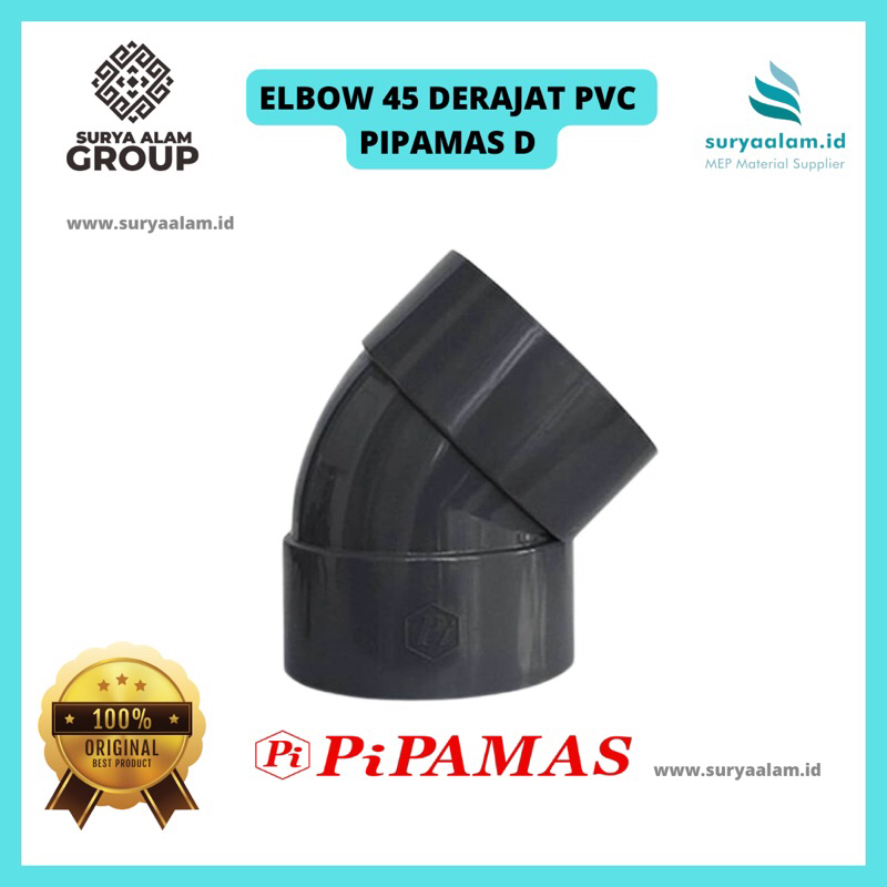 ELBOW | KENI 45 DERAJAT D 3” PIPAMAS | ELBOW 45 D 4” PIPAMAS | SAMBUNGAN PIPA PVC PIPAMAS