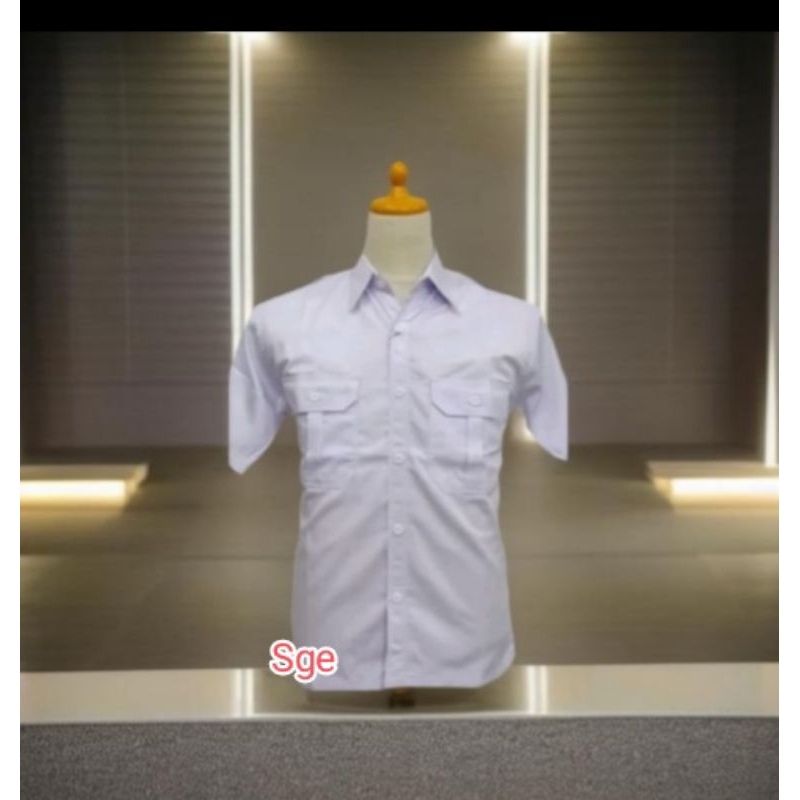 Kemeja PDH PDL PNS Putih Hitam Pria Lengan Pendek Kerja Kantor Bahan Katun Drill