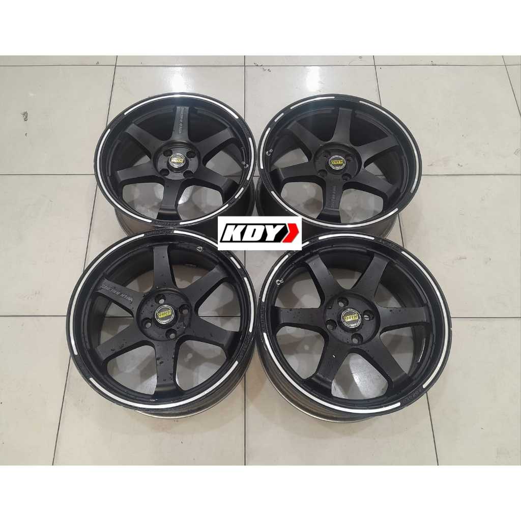 VELG Volk Rays R17 pcd 4X100 warna Black - Pelek palang TE 37 buat Brio, Jazz, Swift, Ignis, Baleno,