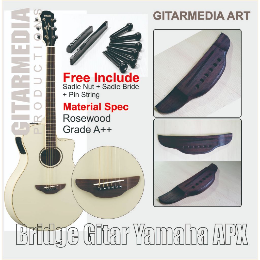 bridge gitar akustik model  yamaha apx 500 plus pin bridge sadle nut sadle bridge