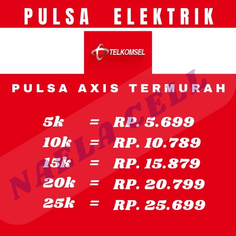 pulsa Telkomsel 3k-25k / pulsa elektrik Telkomsel/ pulsa murah Telkomsel/ Naela Cell
