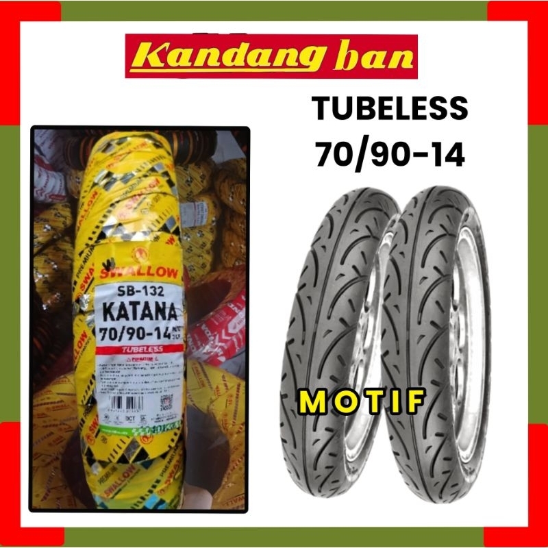 Ban tubles matic Swallow Katana 70/ 90 ring 14 ban baru gratis pentil