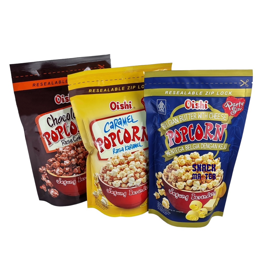 

UZ5371 Oishi Popcorn Karamel/ Cokelat Pouch - Netto 100 gr iegku