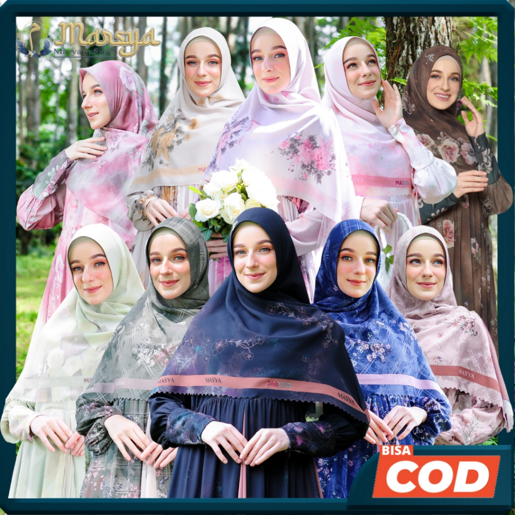 MADENIA SYARI By MASYA - Jilbab Hijab Kerudung Khimar Scarf Instan Premium Lasercut Laser Cut Motif 