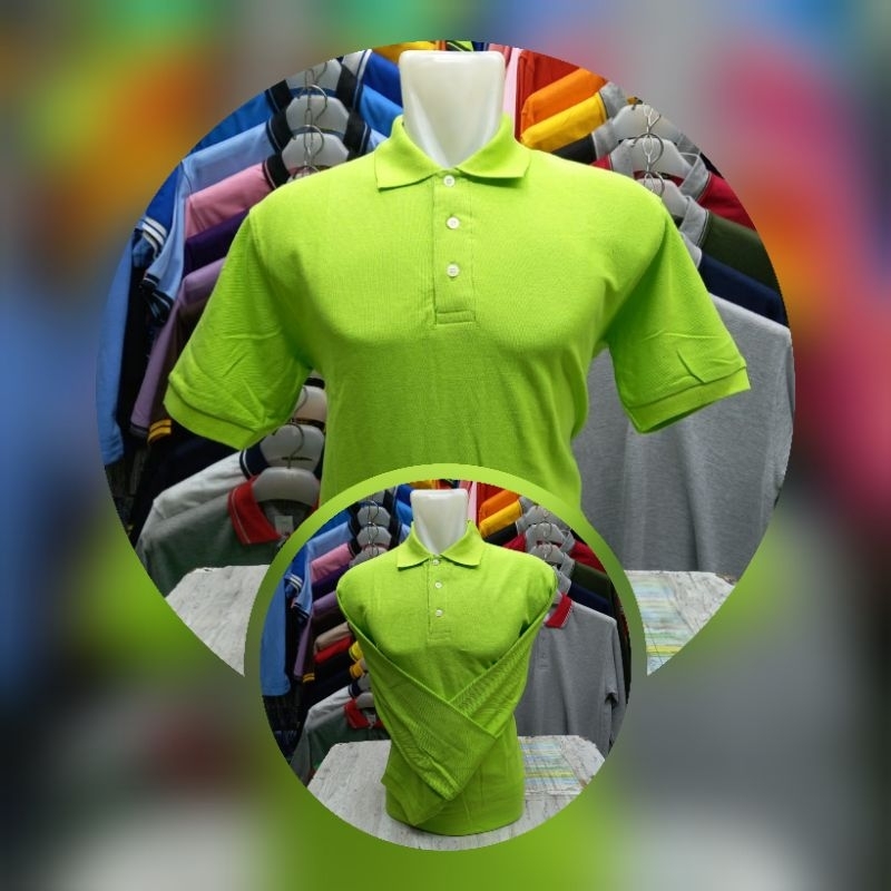 kaos kerah polo premium hijau pucuk polos 607 pratama