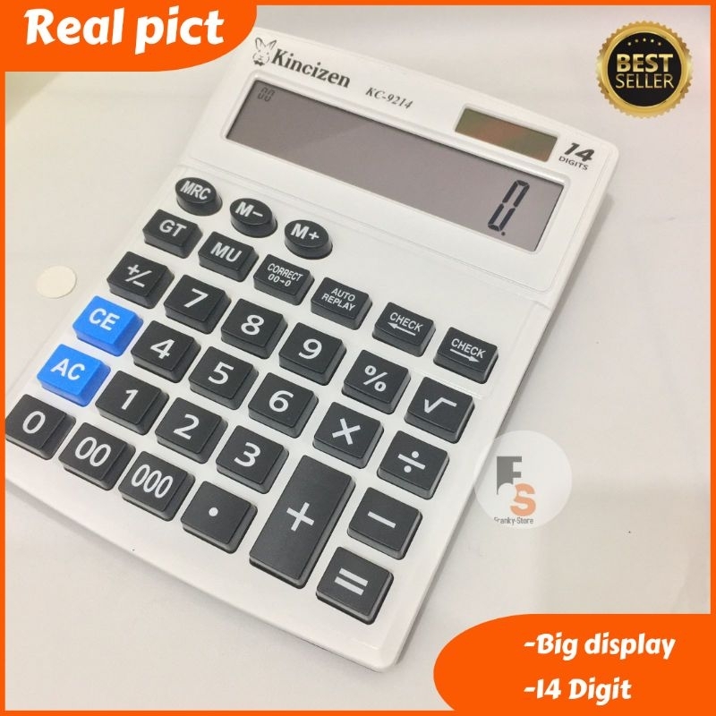 

Kalkulator Calculator Dagang Dekstop 14 Digit Ukuran Body Angka Layar Besar Big Display Chek Cek