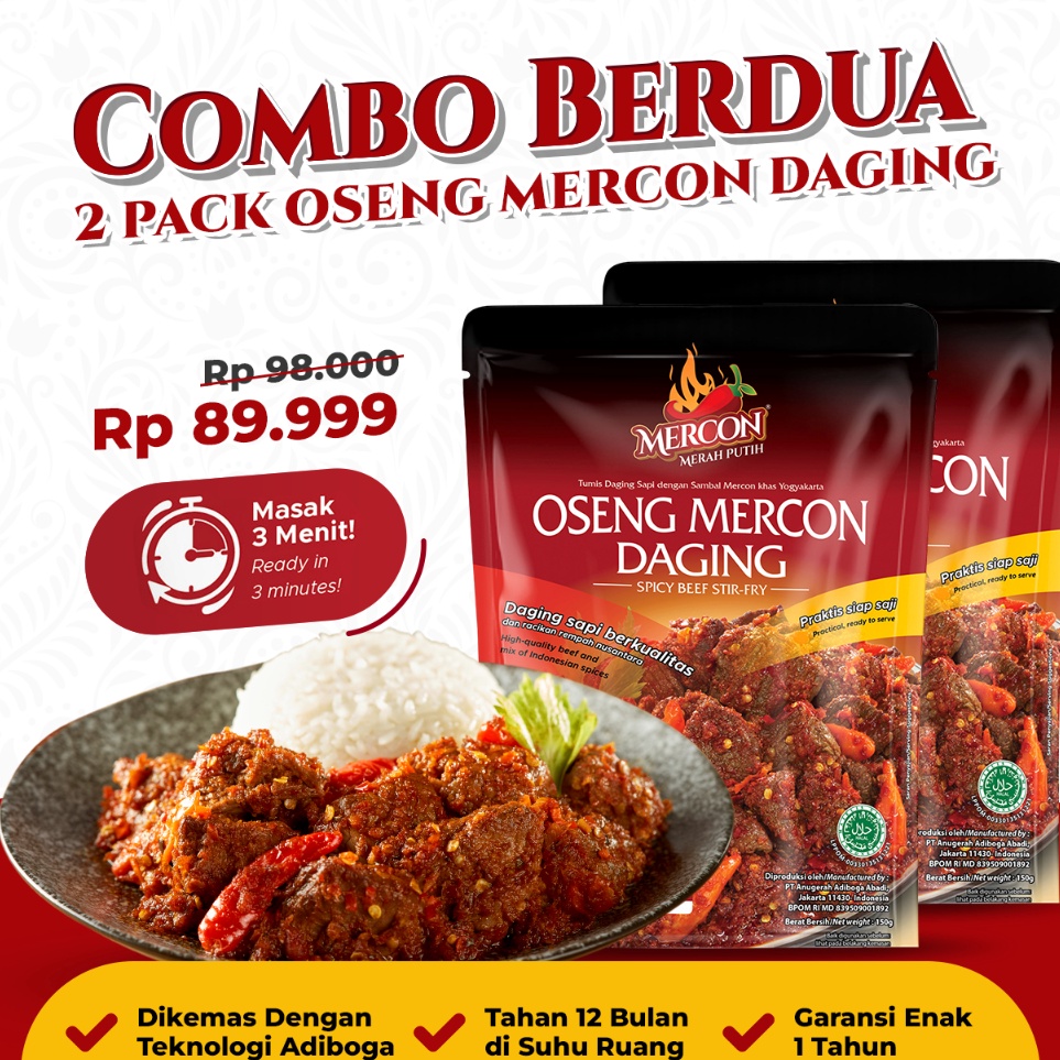 

ZMHB4269 XC26619 Mercon Merah Putih - Hemat Combo Berdua || 2 x Oseng Mercon Daging