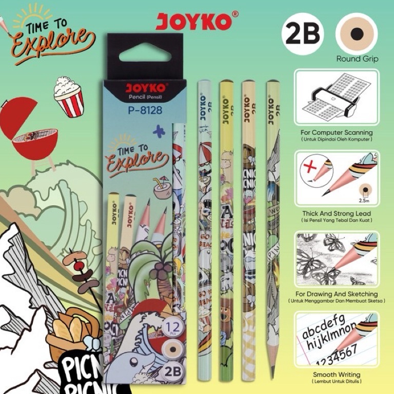 

[FY965] Pensil Pencil Joyko P-8128 2B Time To Explorer 1 Box 12 Pcs c8hn7