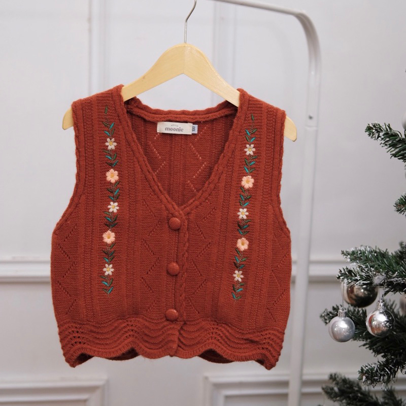 Noelle Vest | Brick Red Vest Korean Style Anak Perempuan Baju Imlek Anak Baju Pakaian Korea Atasan F