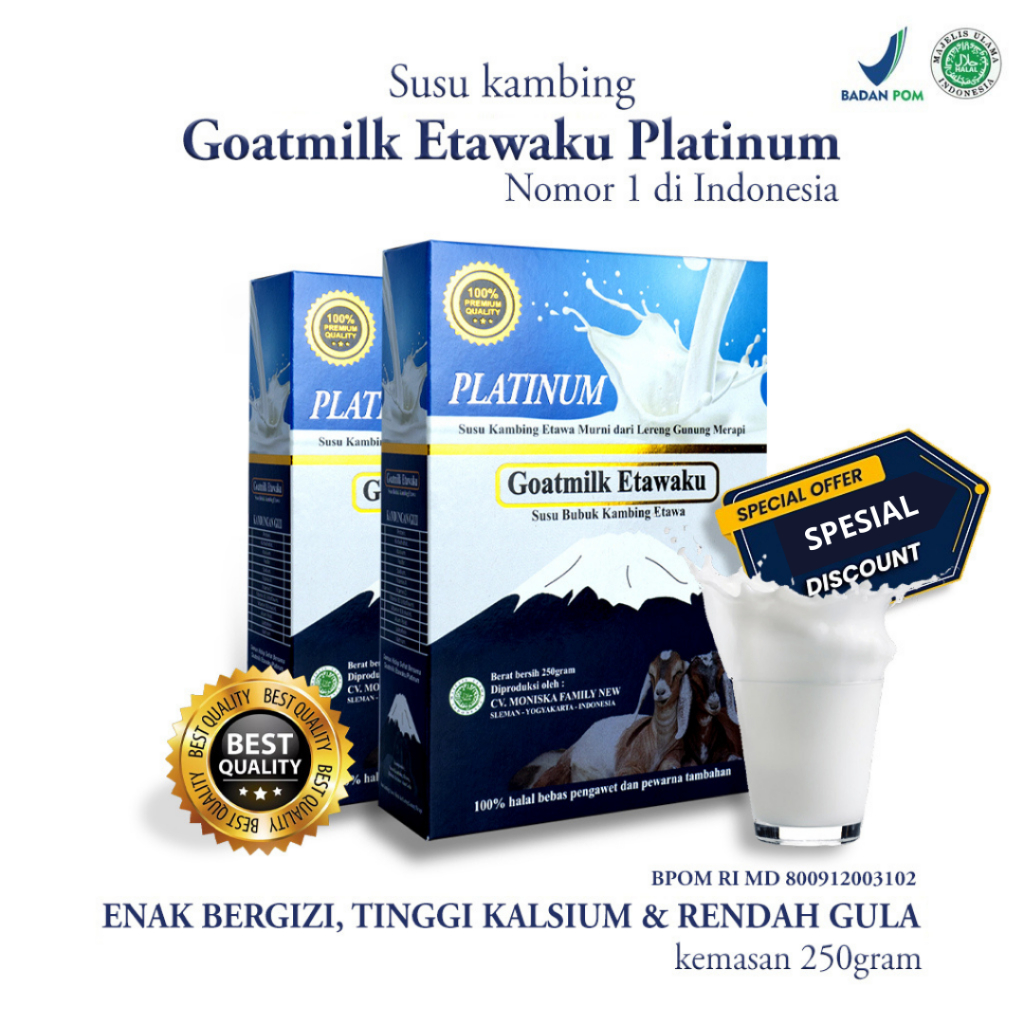 

SPESIAL - Goatmilk susu bubuk kambing etawa murni + nutrisi Nabati penernakan lereng merapi