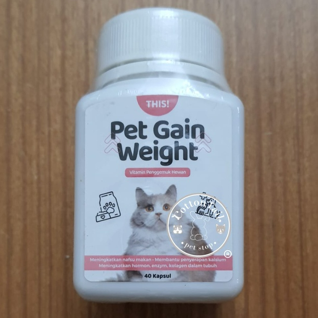 THIS Pet Gain Weight isi 40 & 6 Kapsul - This Vitamin Penggemuk Kucing Anjing